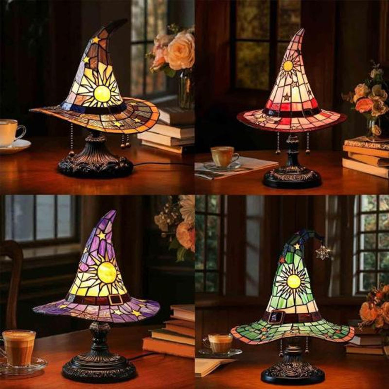 Amusedly Hexenhut Tischlampe aus Harz in Grün und Multicolour im Gothic-Stil - Bild 4