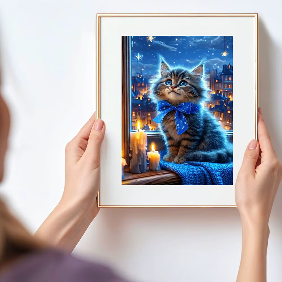 Huacan Katze Gebäude Diamant Mosaik, Diamant Malerei, Mehrfarbig - Bild 3