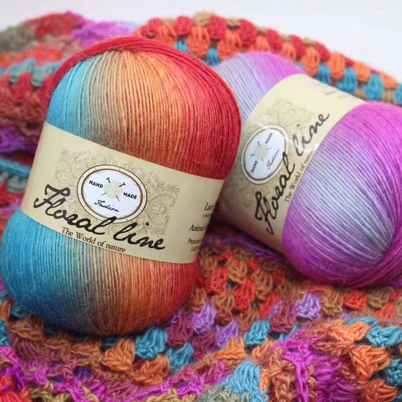 Charm Elves Regenbogen Häkelgarn Multicolor, 300g für DIY-Strickprojekte wie Schals und Mützen - Bild 1