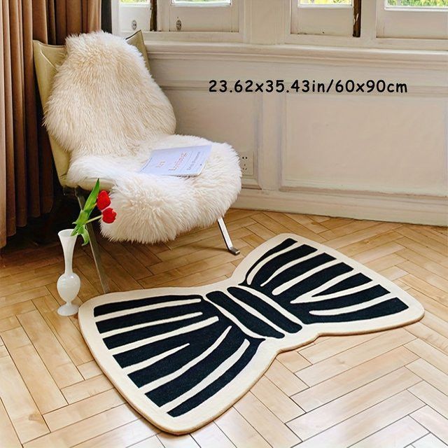 VIKAMA Bogenförmiger Teppich im Koreanischen Stil, weich und wasserabsorbierend, rutschfeste Bodenmatte für Wohnzimmer und Schlafzimmer - Bild 1