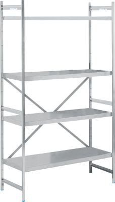 Köhler Grundregal aus Edelstahl in Silber, matt, mit geschlossenen Böden und Rückwand, B/T/H: 120 x 50 x 200 cm - Bild 1