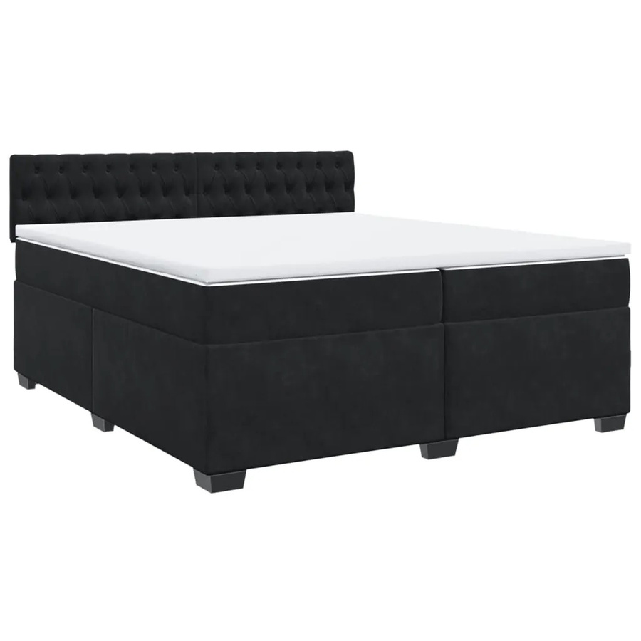 vidaXL Boxspringbett mit Matratze aus Samt in Schwarz, Hybrid-Bett mit Taschenfederkern, B/T: 200 x 200 cm - Bild 2