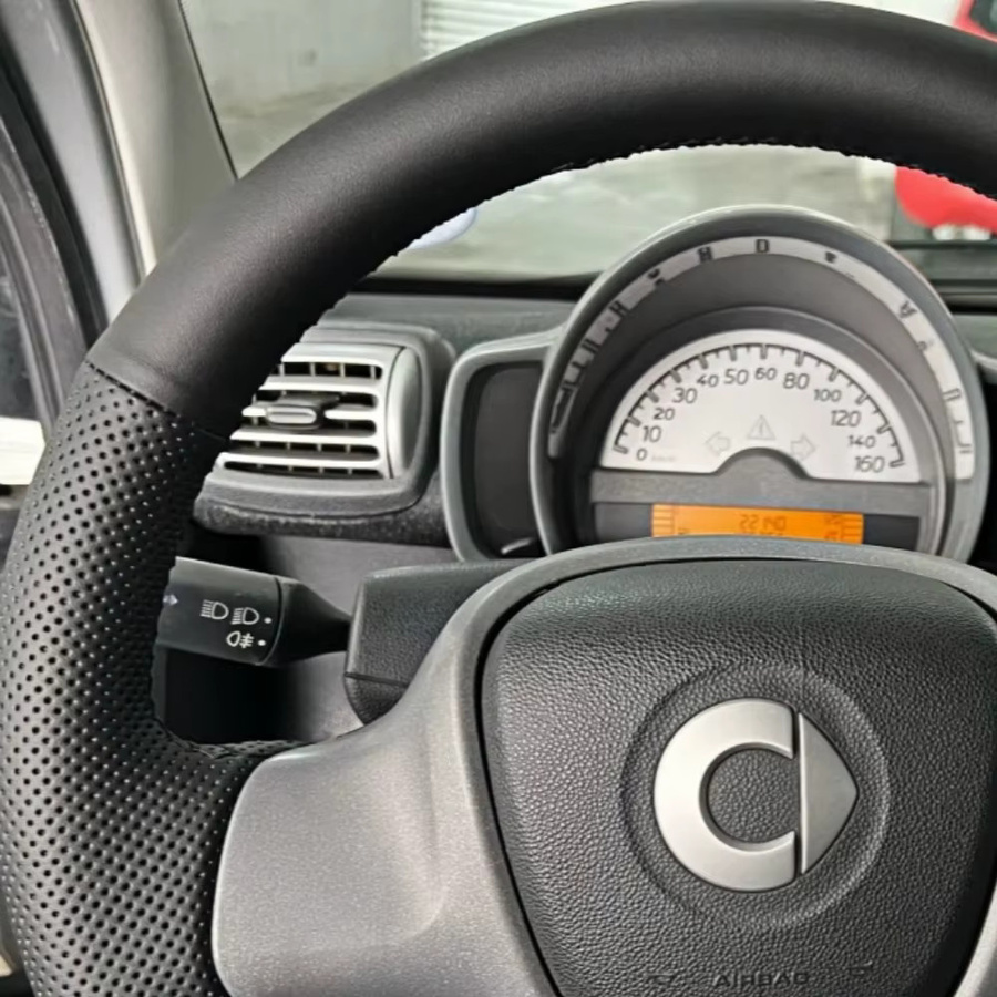 WUNHKF Lenkradbezug aus Mikrofaser-Leder zum Selbernähen in Schwarz für Mercedes-Benz Smart 451 Fortwo 2009–2015 - Bild 2