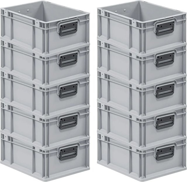 PROREGAL Spar Set 10x Eurobox Nextgen Portable Duo Transportbehälter Grau H x B x T: 17 x 30 x 40 cm - Bild 1