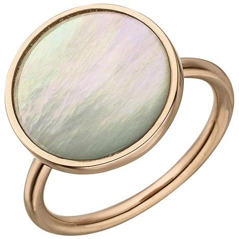Colfem Ring 925 Silber, Roségold vergoldet, Perlmutt-Einlage, Damen, Ringgröße 60 - Bild 1