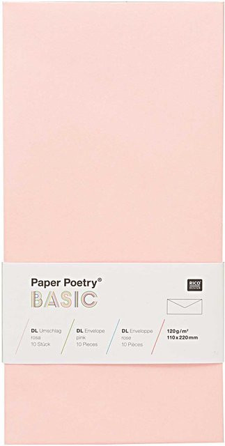 Rico Design Paper Poetry Kuvert Basic DL Rosa, 10 Stück - Bild 1
