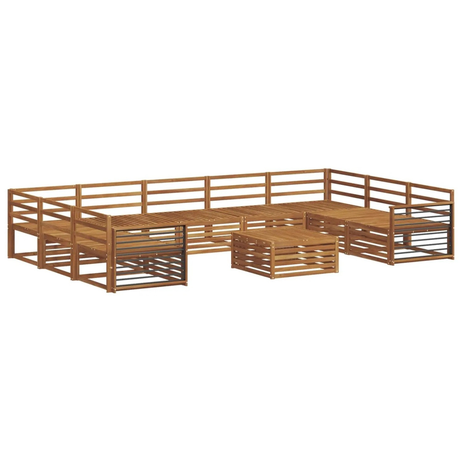 vidaXL Sofagarnitur aus Massivholz Akazie in Natur, 10-teiliges Set mit modernem Design - Bild 2