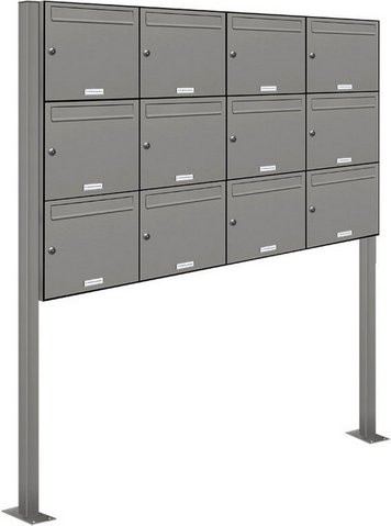 AL Briefkasten-System für 12 Parteien, freistehend, grau, B/H/T: 161,2 x 170 x 11,6 cm - Bild 1