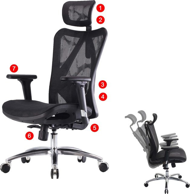 Ergonomischer Bürostuhl MCW-J87 mit verstellbaren Armlehnen, Schwarz, Belastbarkeit 150 kg - Bild 1