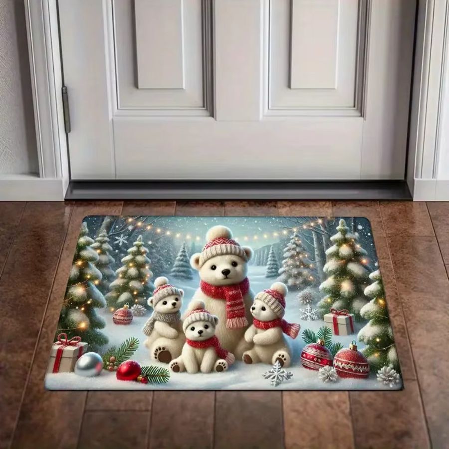 VIKAMA Weihnachts Fußmatte mit Bär Motiv in Weiß für Flur und Eingangsbereich - Bild 6