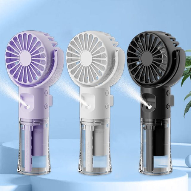 Tragbarer Mini-Luftbefeuchter-Ventilator von raugee mit Ultraschall-Sprühfunktion, USB wiederaufladbar, Farbe: Purple - Bild 1