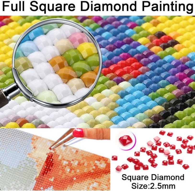 FIYO Diamond Painting Set 5D Schwan Landschaft mit runden Steinen, Mehrfarbig, B/H: 30 x 20 cm - Bild 1