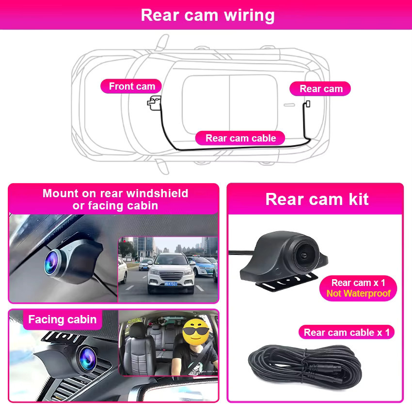 CARBAOHUI 4K UHD Dash Cam für Polestar 2, Plug and Play Auto DVR Videorecorder, Schwarz - Bild 5