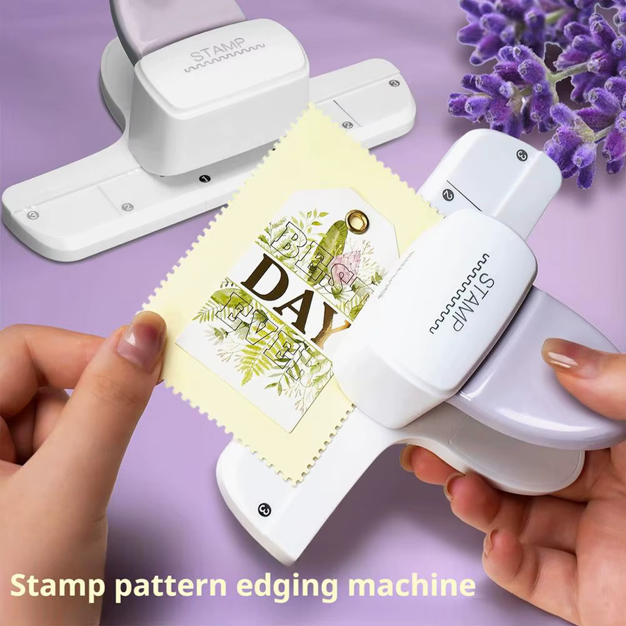 Handgefertigter Stempel-Lochstanzer für Scrapbook und DIY-Dekoration in Lila-Weiß - Bild 2
