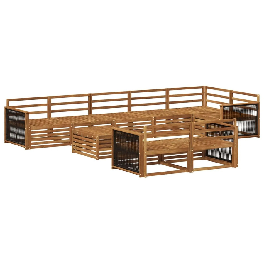 vidaXL Outdoor-Sofagarnitur aus Akazienholz in Braun, 9-teiliges Set mit Polstern und Armlehnen - Bild 2