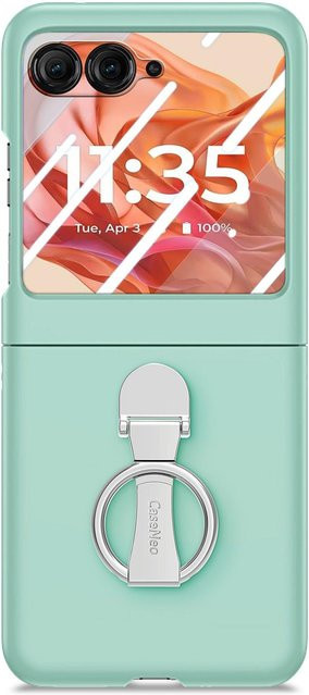 Einfarbige Sprühöl-Handyhülle mit Ringhalterung für Motorola Razr 60 Ultra, 50 Ultra und 40 Ultra in Grün - Bild 1