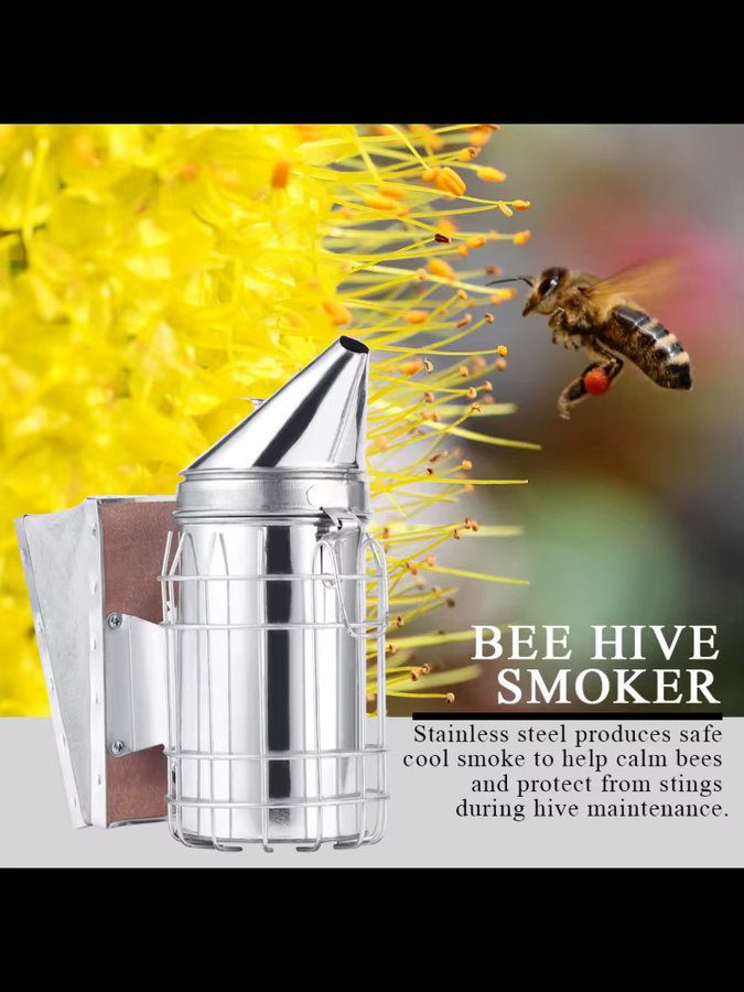 Aramox Bienenstock-Räucher aus Eisen mit integrierter Heizplatte in Silber - Bild 4