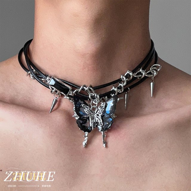 ZHUHE Halskette Schmetterling, Zirkonia, Silber, Gothic, Unisex - Bild 1