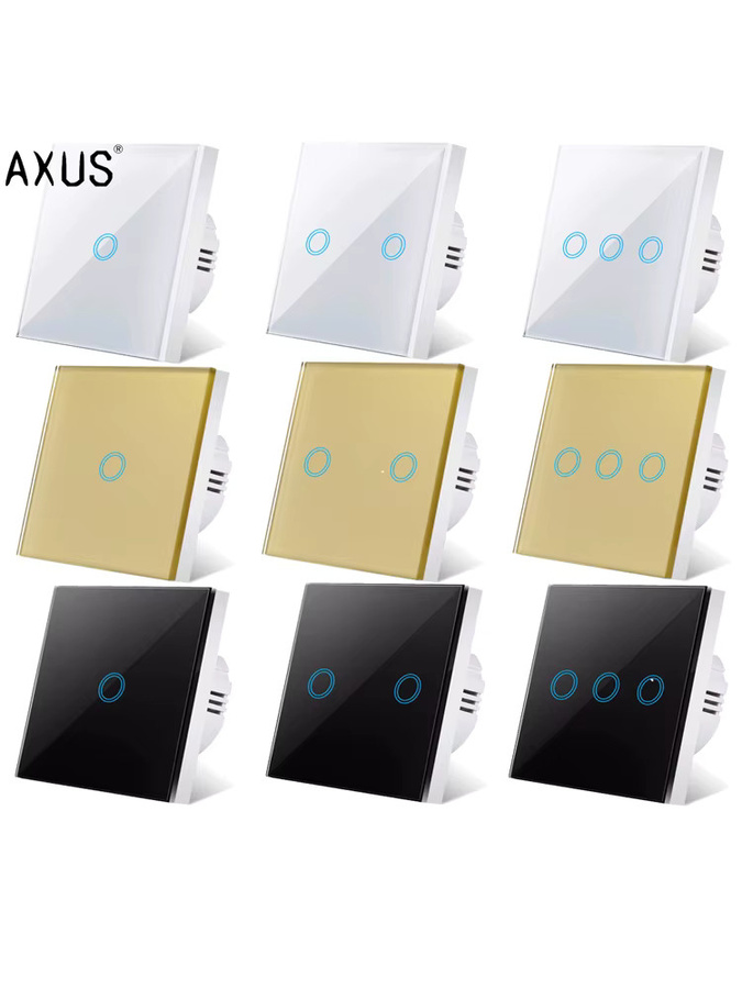 AXUS EU Weißes Kristallglas Touch-Schalterpanel Wandlichtschalter mit Sensortaste für 1/2/3-fach Schaltungen - Bild 4