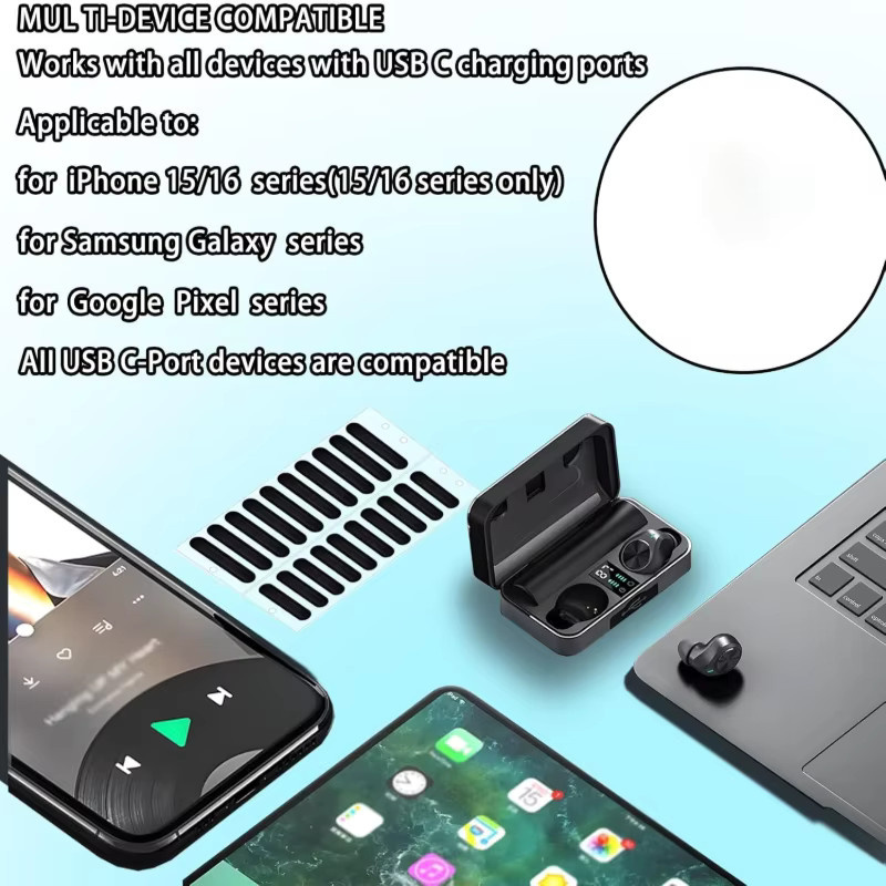 29-teiliges Universal-Telefonwartungsset in Schwarz mit USB-C Staubstopfen, Tastaturreiniger und Lautsprecher-Netzschutz für iPhone und Samsung - Bild 3