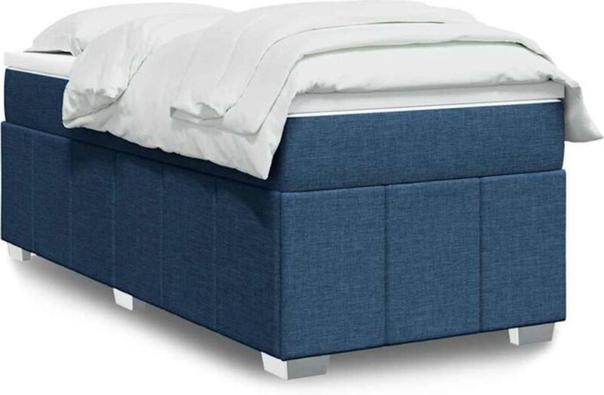 Vidaxl Boxspringbett mit Matratze aus Stoff in Blau und Weiß, Modernes Design, B/T/H: 200 x 100 x 46 cm - Bild 1