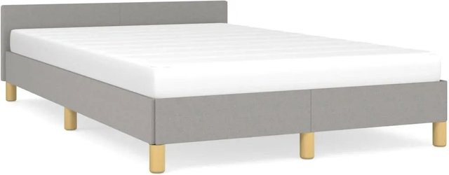 vidaXL Bettgestell mit Kopfteil in Grau aus Stoff, B/T/H: 120 x 200 x 123 cm - Bild 1