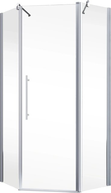 Schulte Fünfeckdusche Alexa Style 2.0 Eckdusche mit Klapptür, Farbe: Alu-Natur/Silber, Glas: Klar, Höhe: 192 cm, Breite: 90 cm, Tiefe: 90 cm - Bild 1