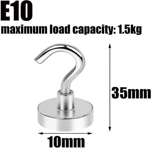 Magnetischer Metall-Haken aus Stahl in Silber, Nickel-beschichtet, als praktischer Schlüsselaufhänger für Küche, Badezimmer und Garten - Bild 1