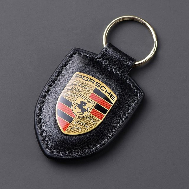 Porsche Schlüsselanhänger Leder, Karbonfaser, schwarz, Unisex - Bild 1