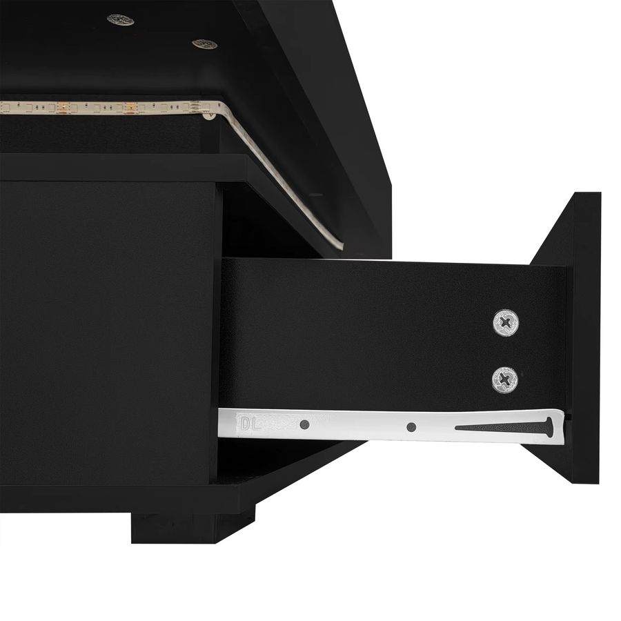 KOMHTOM Hydraulischer Couchtisch in Schwarz mit LED-Beleuchtung, Bluetooth-App-Steuerung, 2 Schubladen und offenem Stauraum - Bild 3