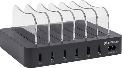 Manhattan USB-Ladestation 102254 Schwarz mit 6 USB-A Ausgängen und 50W Leistung - Bild 1