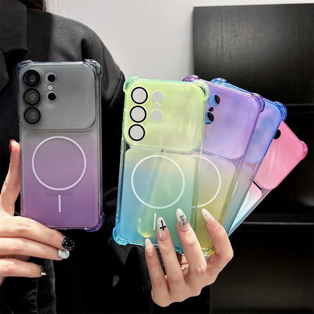 MagSafe Gradient Transparent Soft Phone Case für Samsung Galaxy S24 Ultra, S25 Ultra und S26 Ultra, stoßfeste Panzerung und ultradünner Schutz in den Farben Transparent, Black und Purple - Bild 1
