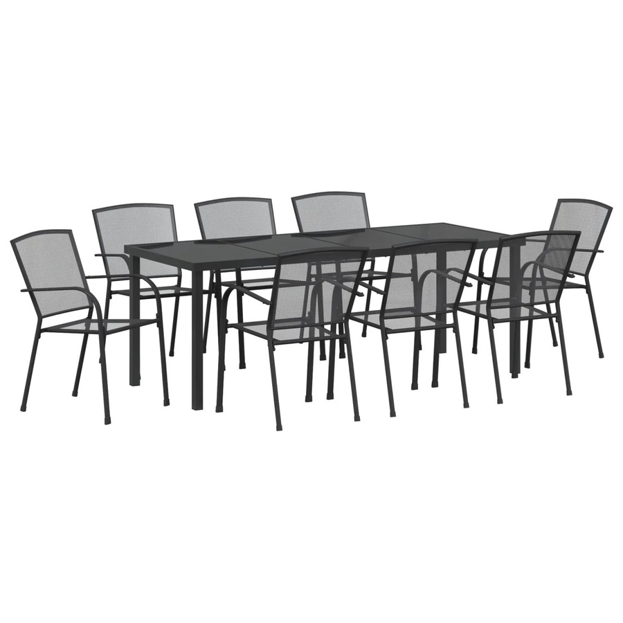 vidaXL Garten Essgruppe 9-teilig aus Stahl und Glas in Anthrazit - Bild 2