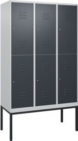 C+P Doppelstock-Spind Classic PLUS mit 3 Abteilen, Anthrazitgrau, H x B x T: 212 x 120 x 50 cm - Bild 1