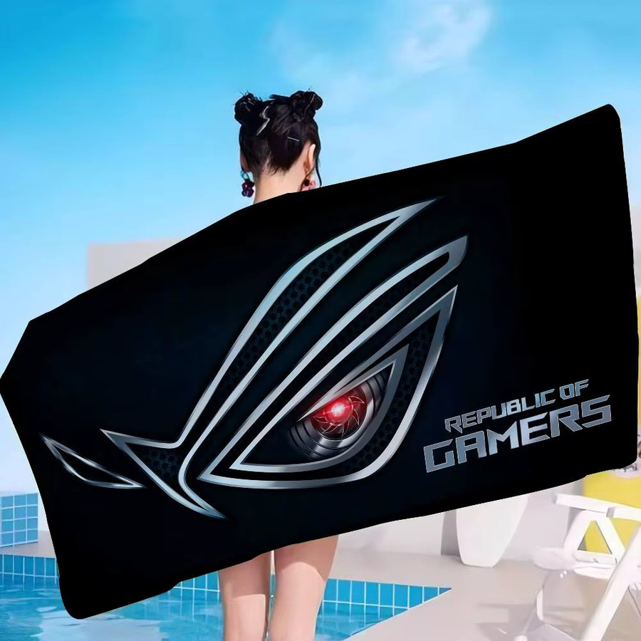 Asus ROG Anime Strand-Schwimmhandtuch aus Baumwolle, Schwarz, für Kinder und Sport - Bild 2