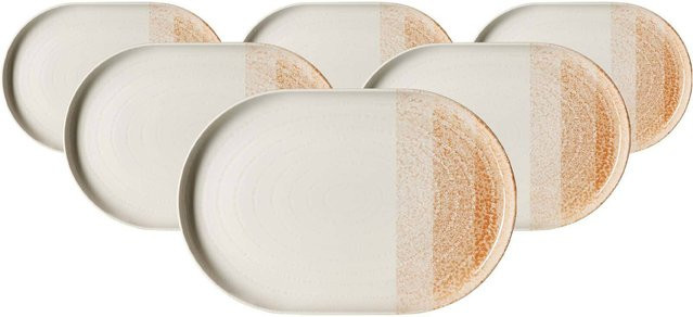 Ritzenhoff & Breker Trio Servierplatten aus Keramik, Braun, gestreift, 6er Set, B/T: 30 x 20 cm - Bild 1