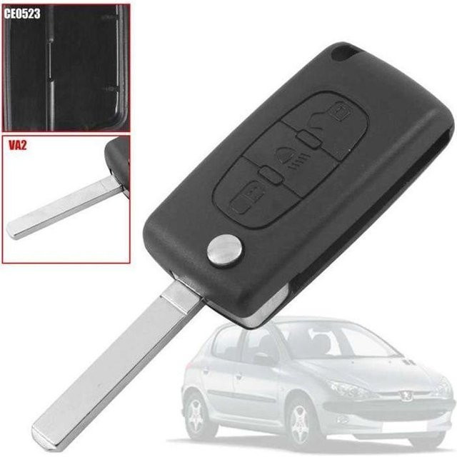STEL ORA Fernbedienungsgehäuse CE0523 VA2 mit 3-poligem PHARE-CLIP-Knopf für Peugeot und Citroen in Grau - Bild 1