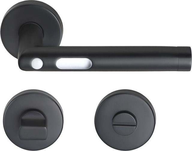 MeinTürgriff Orbit LED-Türdrücker Drückergarnitur für WC in Schwarz Matt - Bild 1
