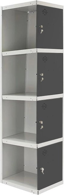 PROREGAL Spind AMEGO Anbaumodul mit 4 Abteilen, Schließfach Garderobe, Weiß-Anthrazit, H x B x T: 180 x 30 x 50 cm - Bild 1