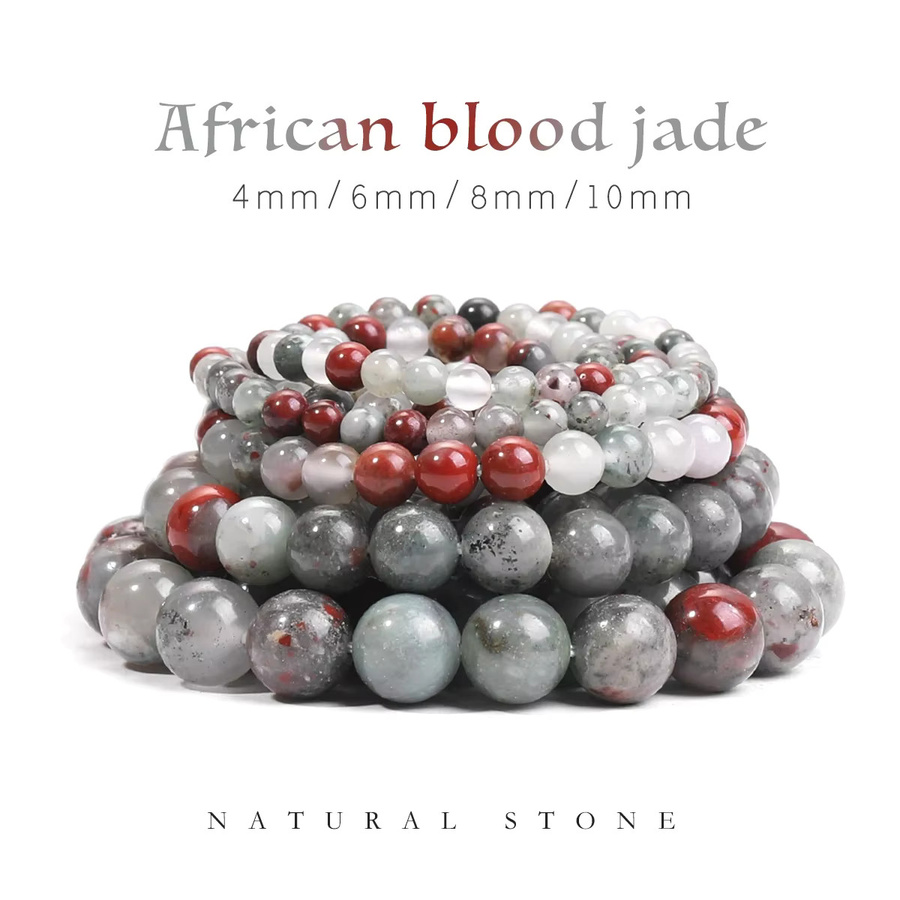 SANSWL Afrikanische Blut Jade Spacer Perlen, Unisex - Bild 2