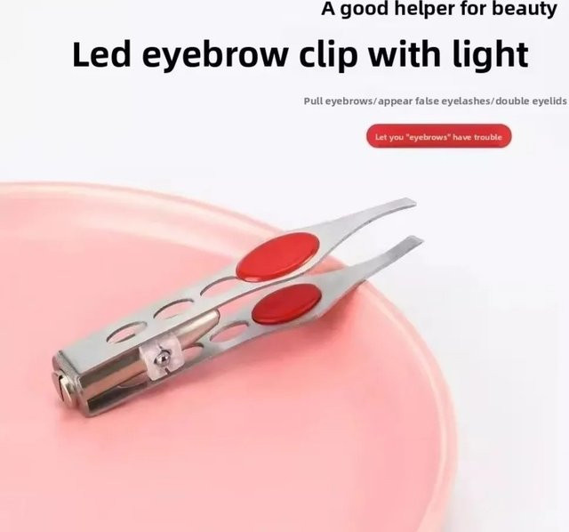 eelhoe Augenbrauen Pinzette mit LED-Licht, Edelstahl, Gesicht - Bild 1