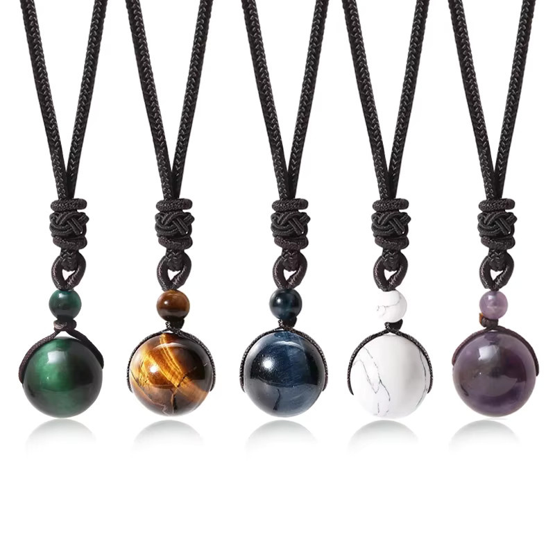 SANSHI Halskette, Tigerauge, Amethyst, Kristall, Unisex - Bild 2