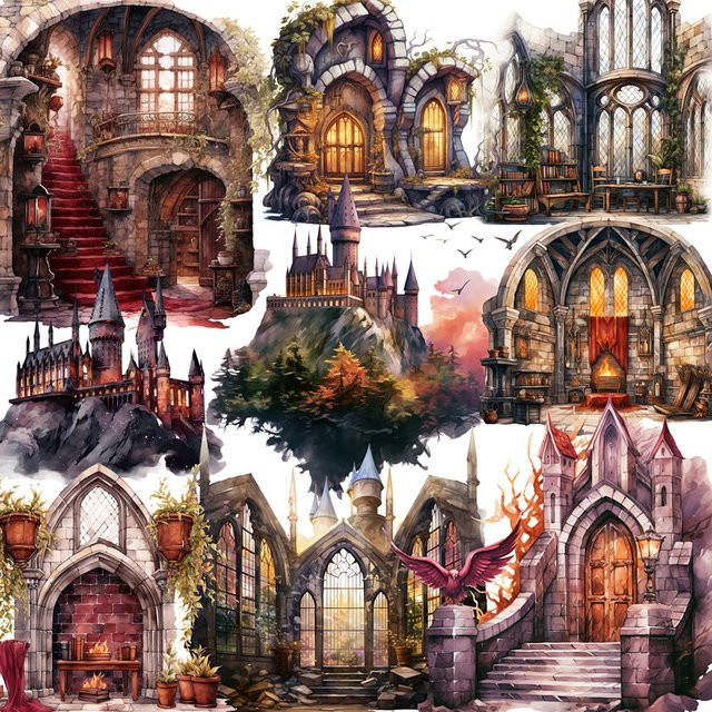 TIAMECH Vintage Schloss Aufkleber im 20er Paket, dekorative Sticker für DIY Handwerk, Scrapbooking und Junk Journal, Mehrfarbig - Bild 1