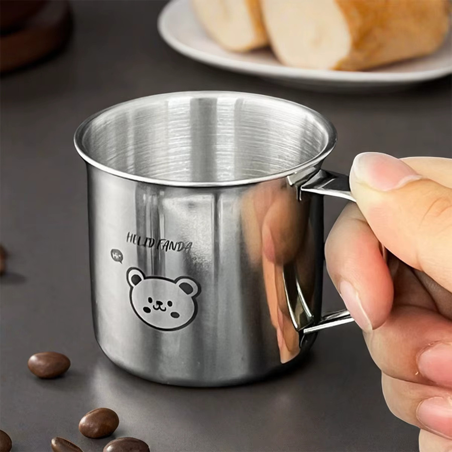 WORTHBUY Kindertrinkbecher aus Edelstahl in Silber mit Griff, auslaufsicherer Trinkbecher für Kinder, 50 ml - Bild 6