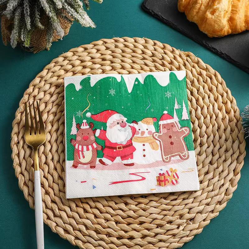 GUANYAO Weihnachtsservietten bunt, quadratische Papierservietten für die Weihnachtsfeier, 33 x 33 cm - Bild 2