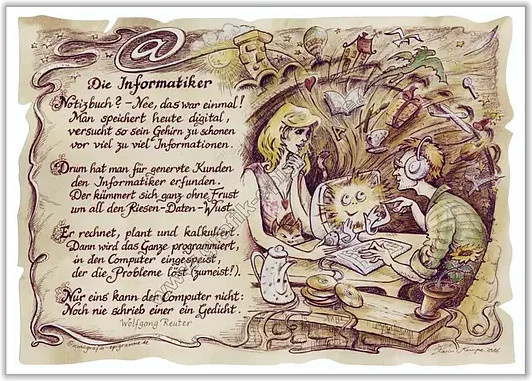 Zunftbild Informatiker als Vintage-Poster auf Antikpapier von Tantum Graphic, Mehrfarbig, A4 - Bild 1