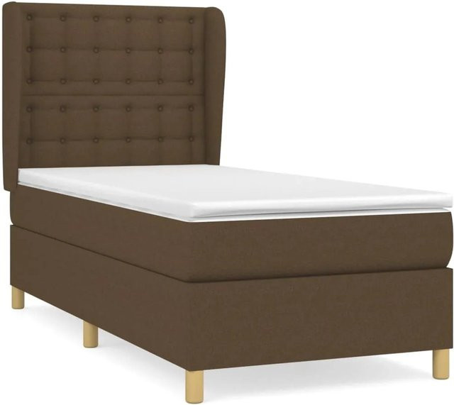 vidaXL Boxspringbett mit Matratze Dunkelbraun Hybrid-Design mit Taschenfederkern B/T/H: 100 x 200 x 128 cm - Bild 1
