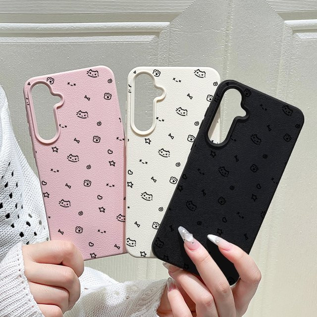 AKABEILA Handyhülle mit Cartoon-Katzen-Design für Samsung Galaxy S25 Ultra S24 FE S23 A56 5G A55 A36 A53 A35 A34 A17 A16 A07 A06 A05S A26 in Schwarz aus weichem Silikon - Bild 1