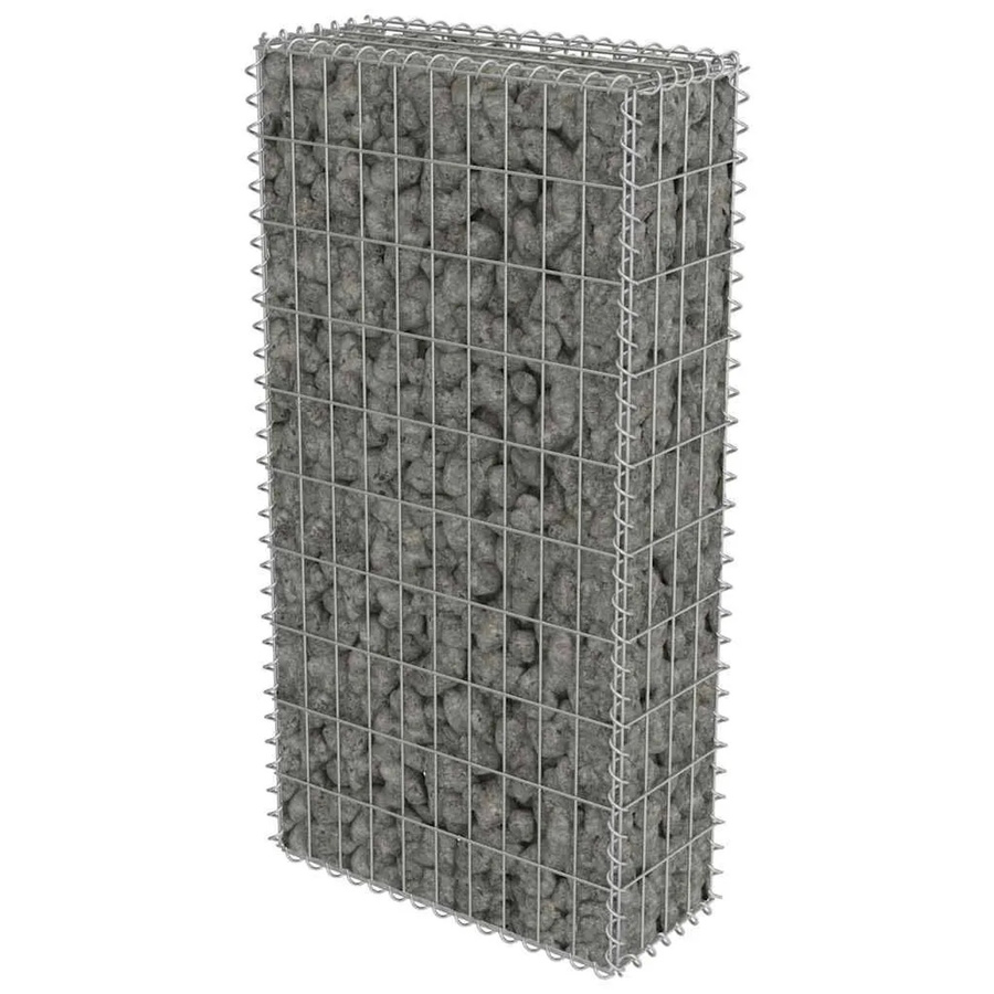 vidaXL Gabionenwand aus verzinktem Stahl mit Abdeckung, Farbe: Silber/Grau, B/T/H: 50 x 20 x 100 cm - Bild 2