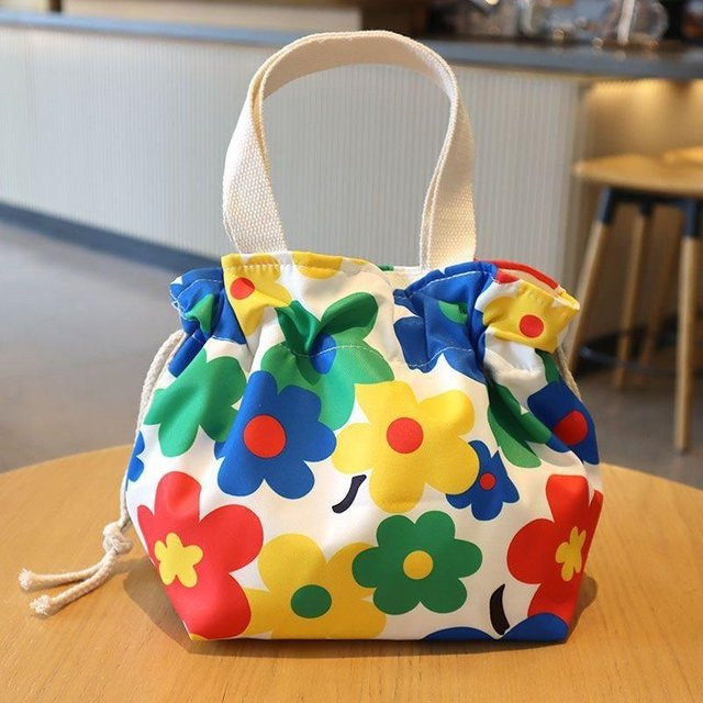 XYNN Lunchtasche aus Canvas mit Blumen-Cartoon-Design in Blau und Multicolour - Bild 1